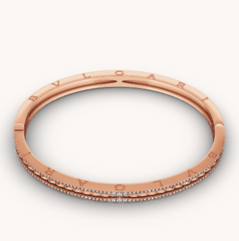 [✨ROSE✨]ZERO 1 SPIRAL AND PAVED DIAMOND PINK GOLD BRACELET