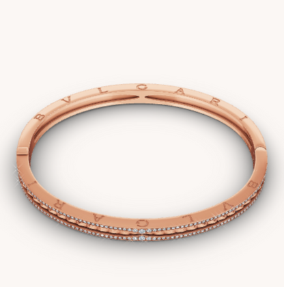 [✨ROSE✨]ZERO 1 SPIRAL AND PAVED DIAMOND PINK GOLD BRACELET