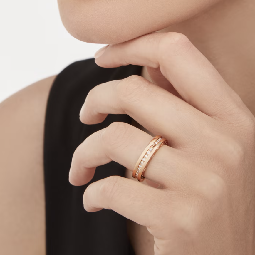[✨ROSE✨]ZERO 1 ONE-BAND PAVED DIAMONDS ON THE SPIRAL RING