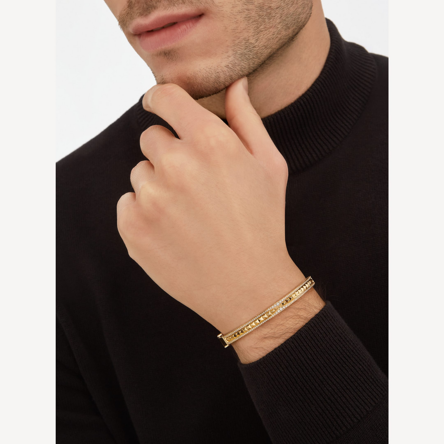 [✨ROSE✨]ZERO 1 SPIRAL AND PAVED DIAMOND GOLD BRACELET