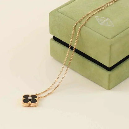[✨ROSE✨]CLOVER 15MM DIAMOND ONYX NECKLACE