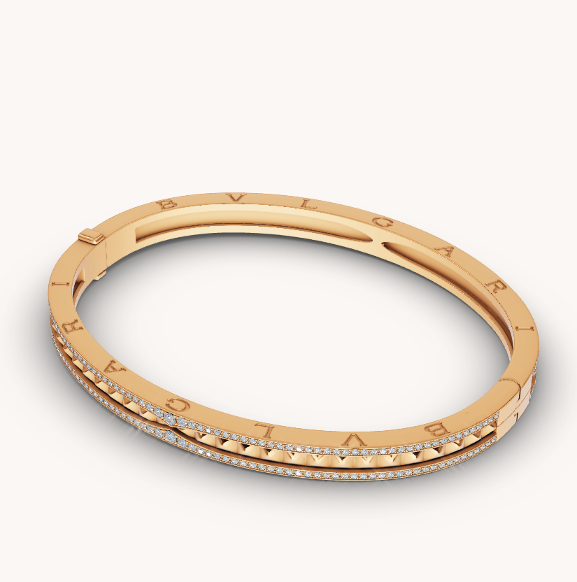 [✨ROSE✨]ZERO 1 SPIRAL AND PAVED DIAMOND GOLD BRACELET