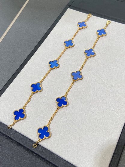 [✨ROSE✨]CLOVER 5 MOTIFS PRUSSIA BLUE BRACELET