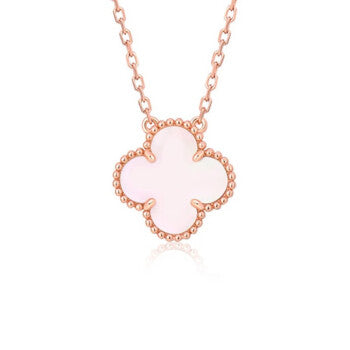 [✨ROSE✨]CLOVER 15MM PINK MOTHER-OF-PEARL SINGLE FLOWER NECKLACE