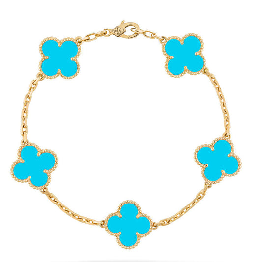 [✨ROSE✨]CLOVER 5 MOTIFS TURQUOISE BRACELET