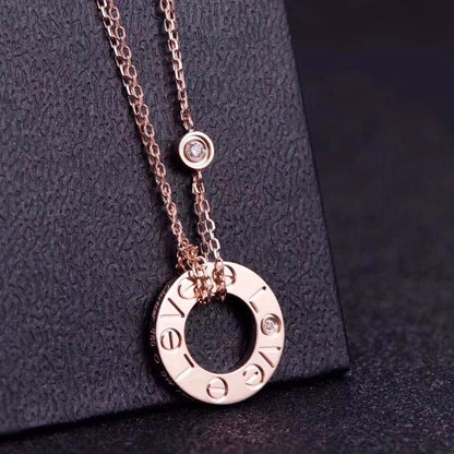 [✨ROSE✨]LOVE NECKLACE 16MM 2 DIAMONDS