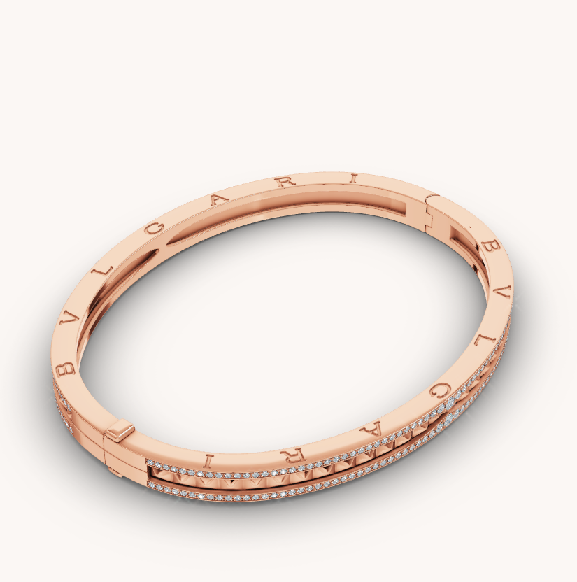 [✨ROSE✨]ZERO 1 SPIRAL AND PAVED DIAMOND PINK GOLD BRACELET