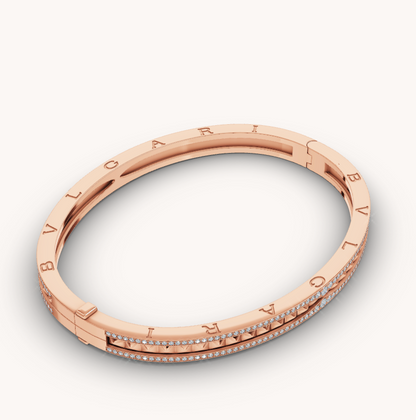 [✨ROSE✨]ZERO 1 SPIRAL AND PAVED DIAMOND PINK GOLD BRACELET