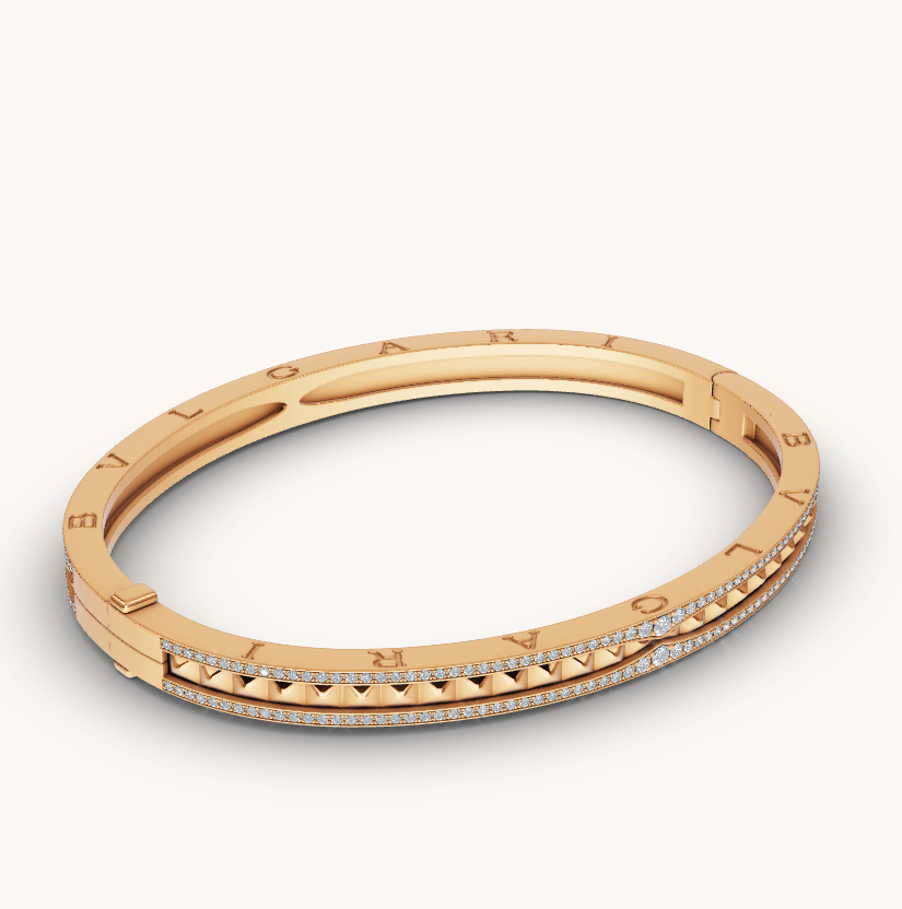 [✨ROSE✨]ZERO 1 SPIRAL AND PAVED DIAMOND GOLD BRACELET