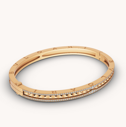 [✨ROSE✨]ZERO 1 SPIRAL AND PAVED DIAMOND GOLD BRACELET
