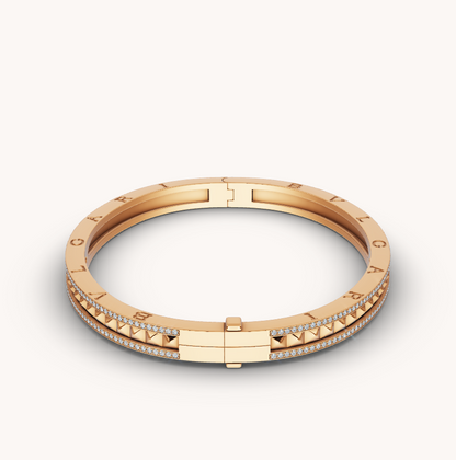 [✨ROSE✨]ZERO 1 SPIRAL AND PAVED DIAMOND GOLD BRACELET