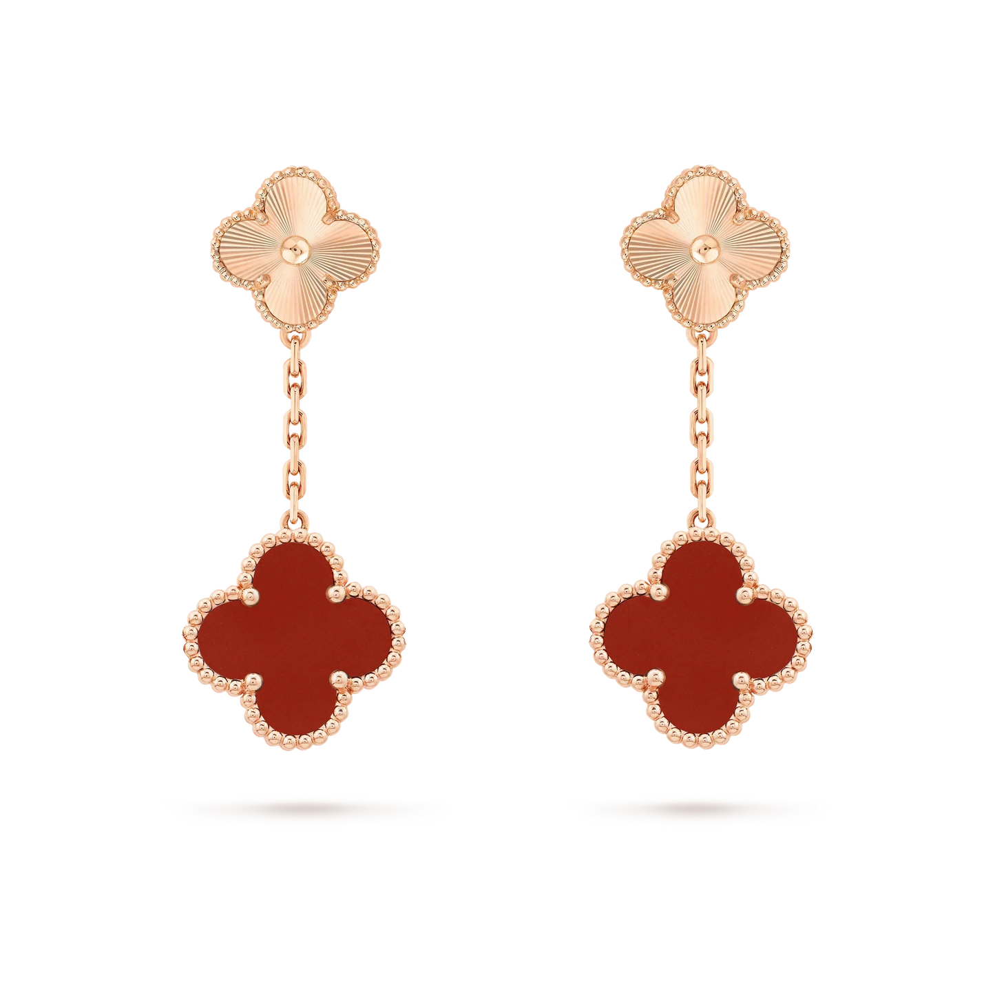 [✨ROSE✨]CLOVER 2 MOTIF  LASER CARNELIAN EARRINGS