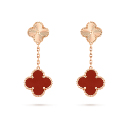 [✨ROSE✨]CLOVER 2 MOTIF  LASER CARNELIAN EARRINGS