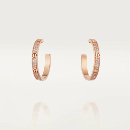 [✨ROSE✨]LOVE DIAMOND PINK GOLD HOOP EARRINGS