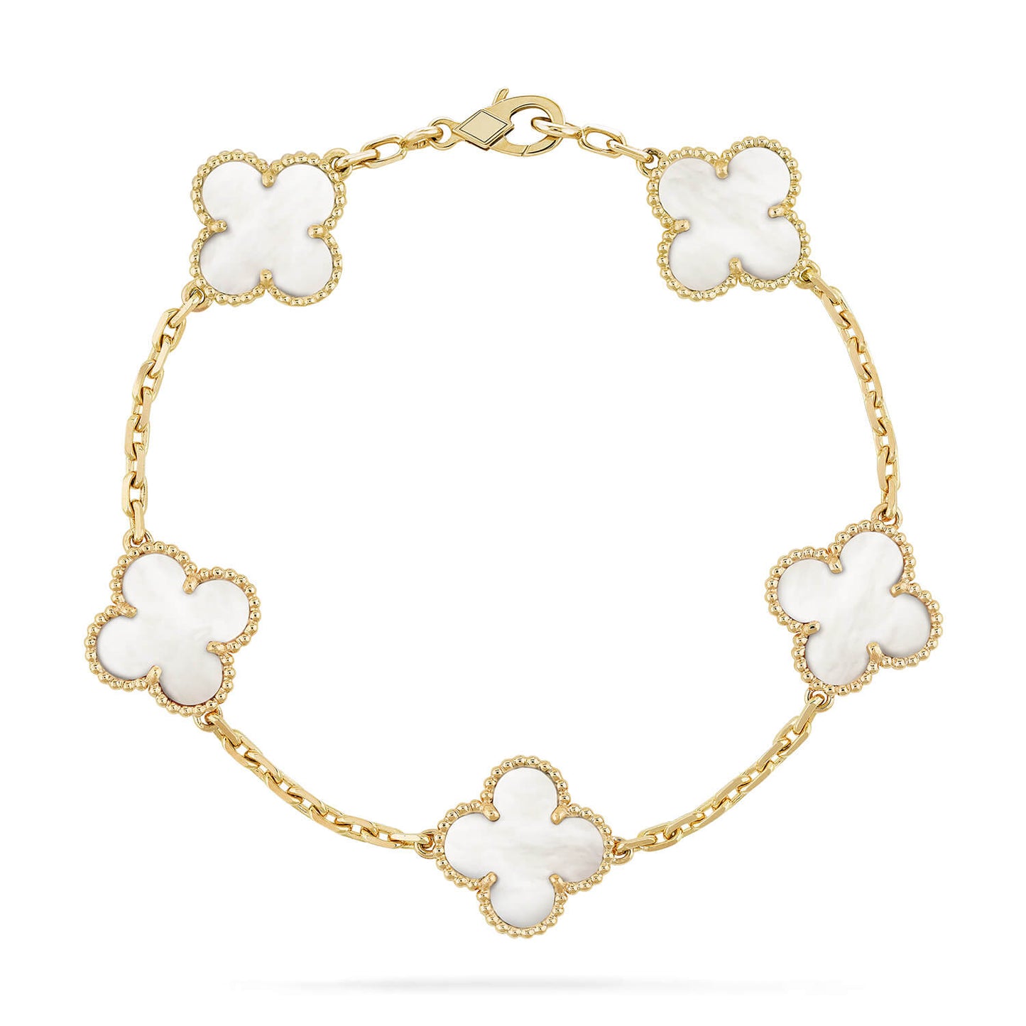 [✨ROSE✨]CLOVER  5 MOTIF WHITE MOP BRACELET