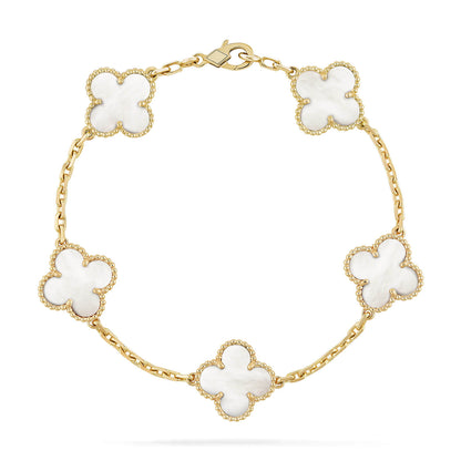 [✨ROSE✨]CLOVER  5 MOTIF WHITE MOP BRACELET