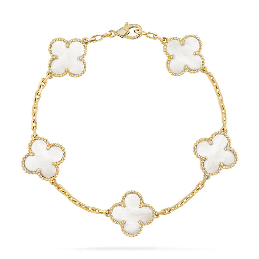 [✨ROSE✨]CLOVER  5 MOTIF WHITE MOP BRACELET