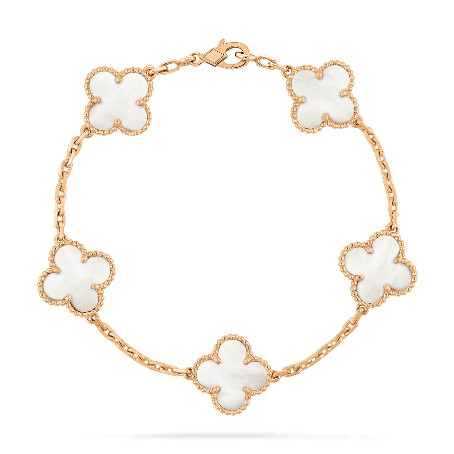 [✨ROSE✨]CLOVER  5 MOTIF WHITE MOP BRACELET