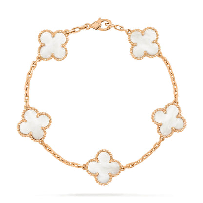 [✨ROSE✨]CLOVER  5 MOTIF WHITE MOP BRACELET