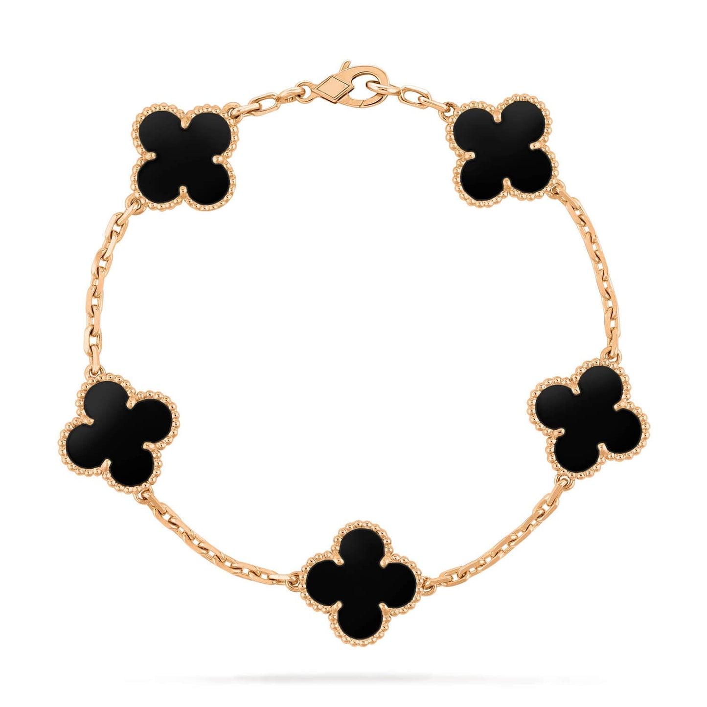 [✨ROSE✨]CLOVER  5 MOTIFS BLACK ONYX BRACELET