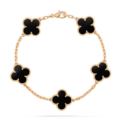 [✨ROSE✨]CLOVER  5 MOTIFS BLACK ONYX BRACELET