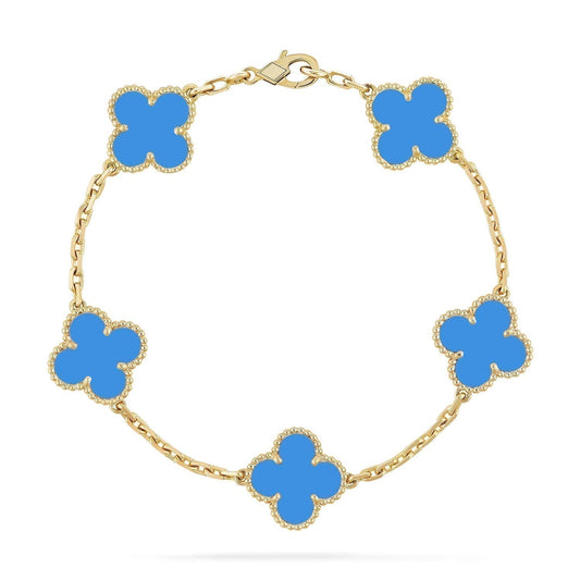 [✨ROSE✨]CLOVER 5 MOTIFS BLUE AGATE BRACELET