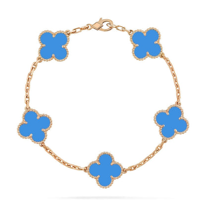 [✨ROSE✨]CLOVER 5 MOTIFS BLUE AGATE BRACELET