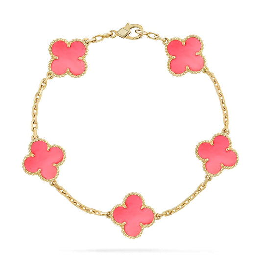 [✨ROSE✨]CLOVER 5 PINK MOP BRACELET