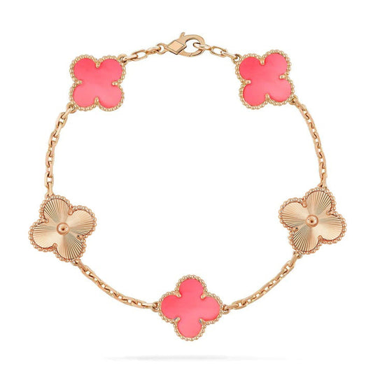 [✨ROSE✨]CLOVER BRACELET 5 MOTIF PINK AND PINK GOLD