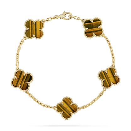 [✨ROSE✨]CLOVER  5 MOTIFS TIGER EYE BRACELET