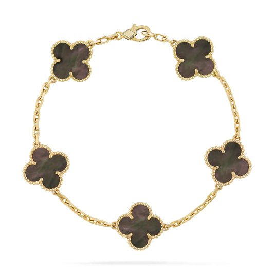 [✨ROSE✨]CLOVER 5 MOTIF GRAY MOP  BRACELET