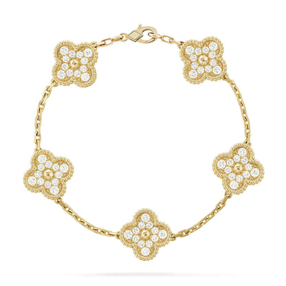 [✨ROSE✨]CLOVER 5 MOTIFS  FULL DIAMOND BRACELET