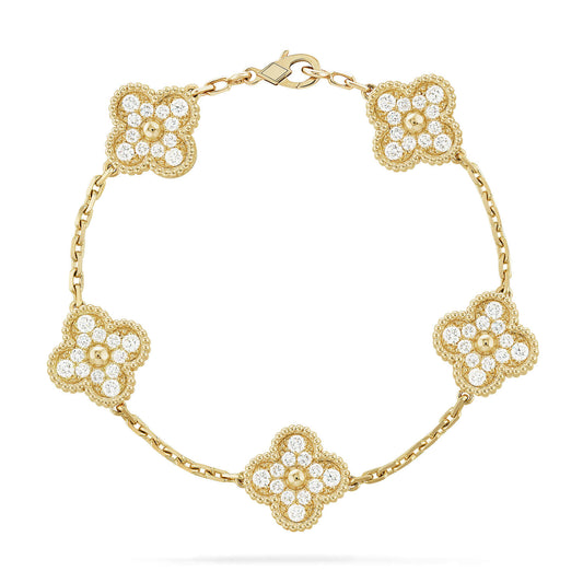 [✨ROSE✨]CLOVER 5 MOTIFS  FULL DIAMOND BRACELET
