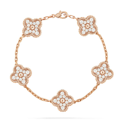 [✨ROSE✨]CLOVER 5 MOTIFS  FULL DIAMOND BRACELET
