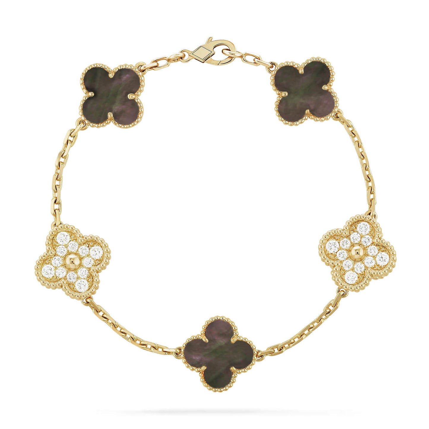[✨ROSE✨]CLOVER 5 MOTIF GRAY MOP DIAMOND BRACELET
