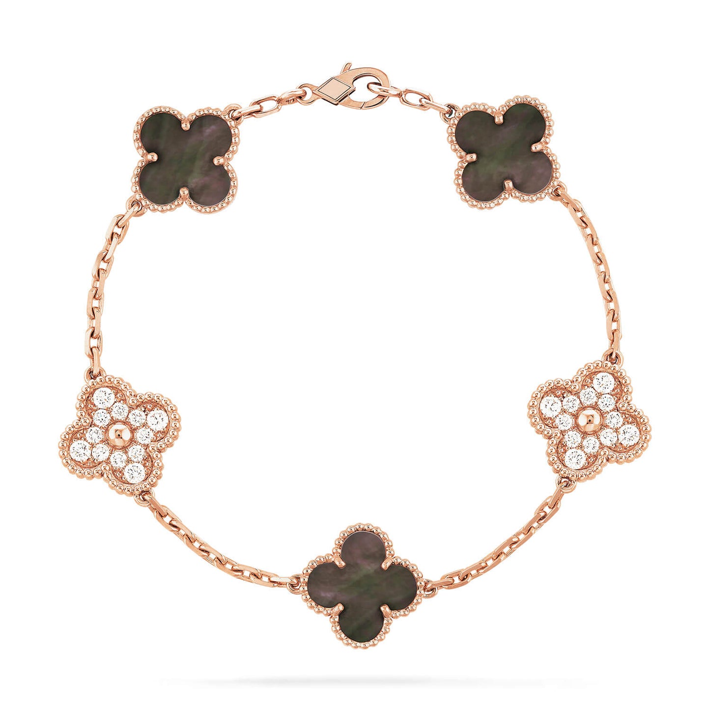 [✨ROSE✨]CLOVER 5 MOTIF GRAY MOP DIAMOND BRACELET