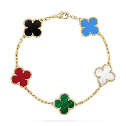 [✨ROSE✨]CLOVER 5 MOTIFS MULTICOLOR  BRACELET