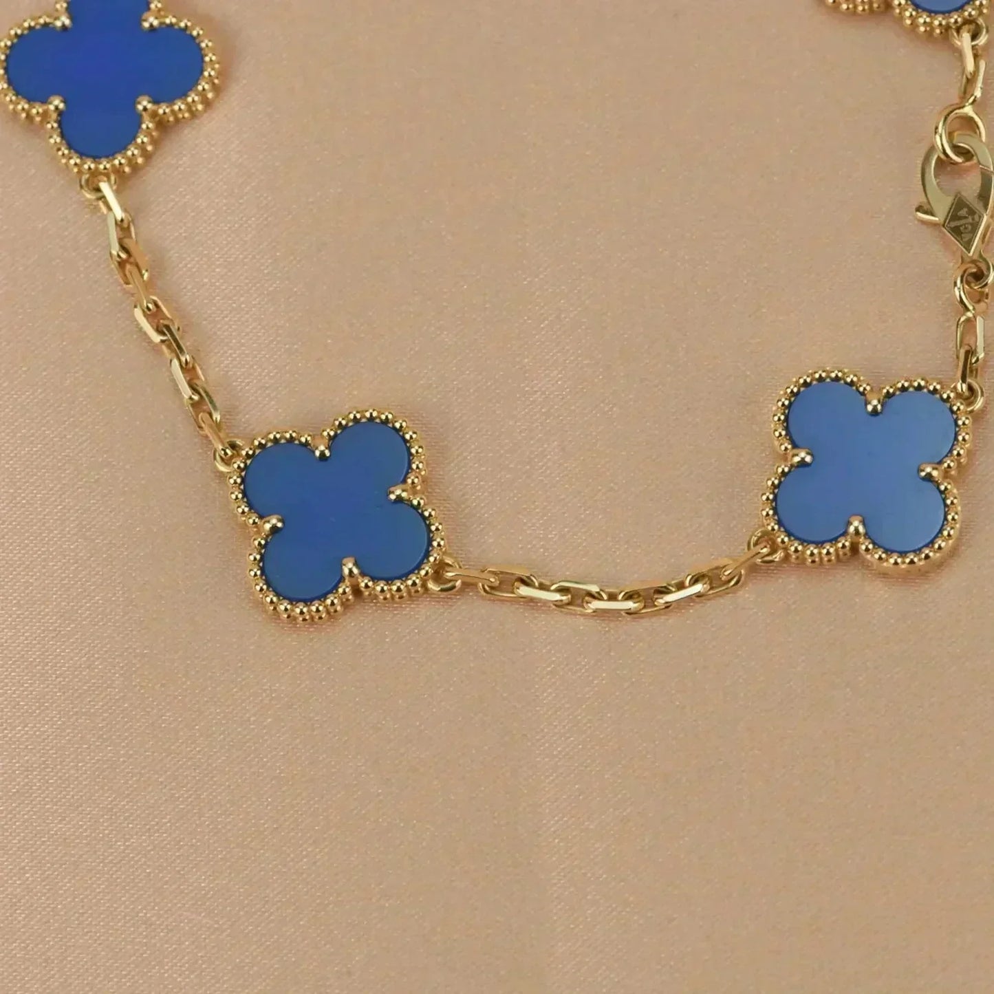 [✨ROSE✨]CLOVER 5 MOTIFS BLUE AGATE BRACELET