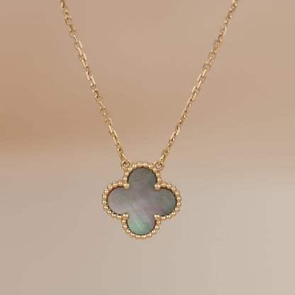 [✨ROSE✨]CLOVER 15MM  GRAY MOTHER OF PEARL NECKLACE