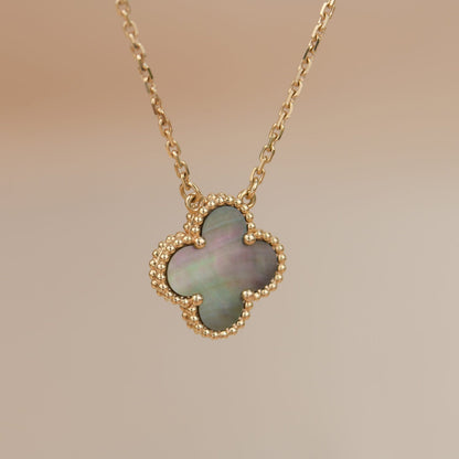 [✨ROSE✨]CLOVER 15MM  GRAY MOTHER OF PEARL NECKLACE