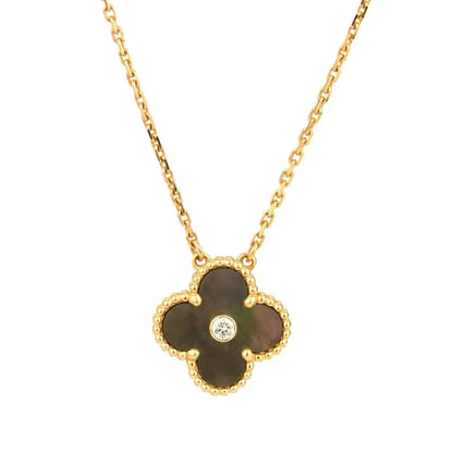 [✨ROSE✨]CLOVER 15MM DIAMOND AND MOTHER-OF-GREY NECKLACE