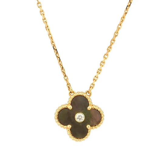 [✨ROSE✨]CLOVER 15MM DIAMOND AND MOTHER-OF-GREY NECKLACE