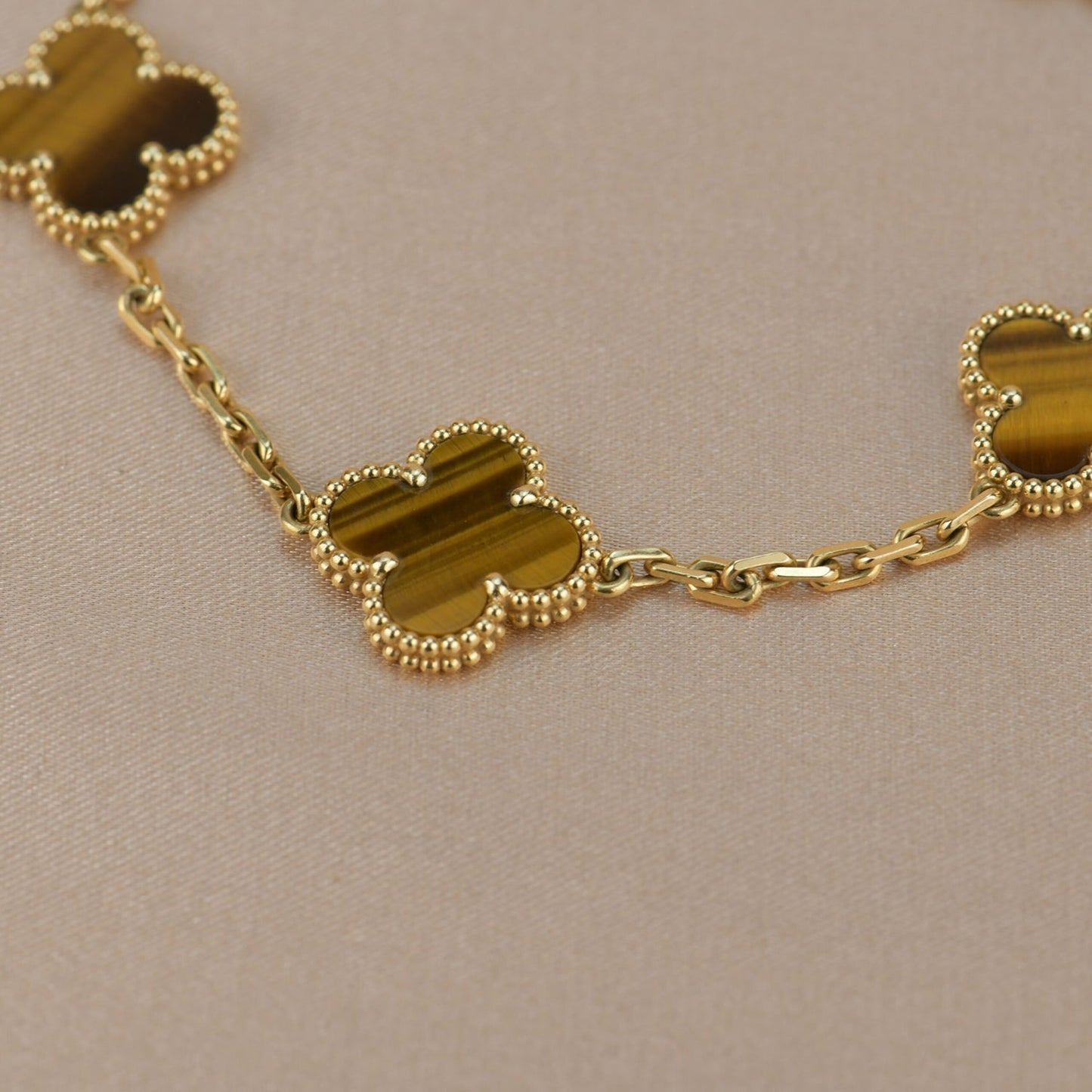 [✨ROSE✨]CLOVER  5 MOTIFS TIGER EYE BRACELET