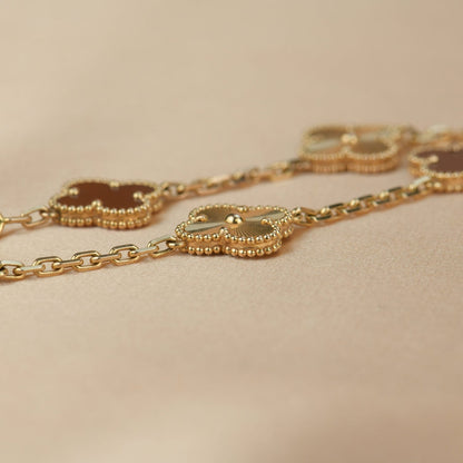 [✨ROSE✨]CLOVER  5 MOTIFS CARNELIAN GOLD BRACELET