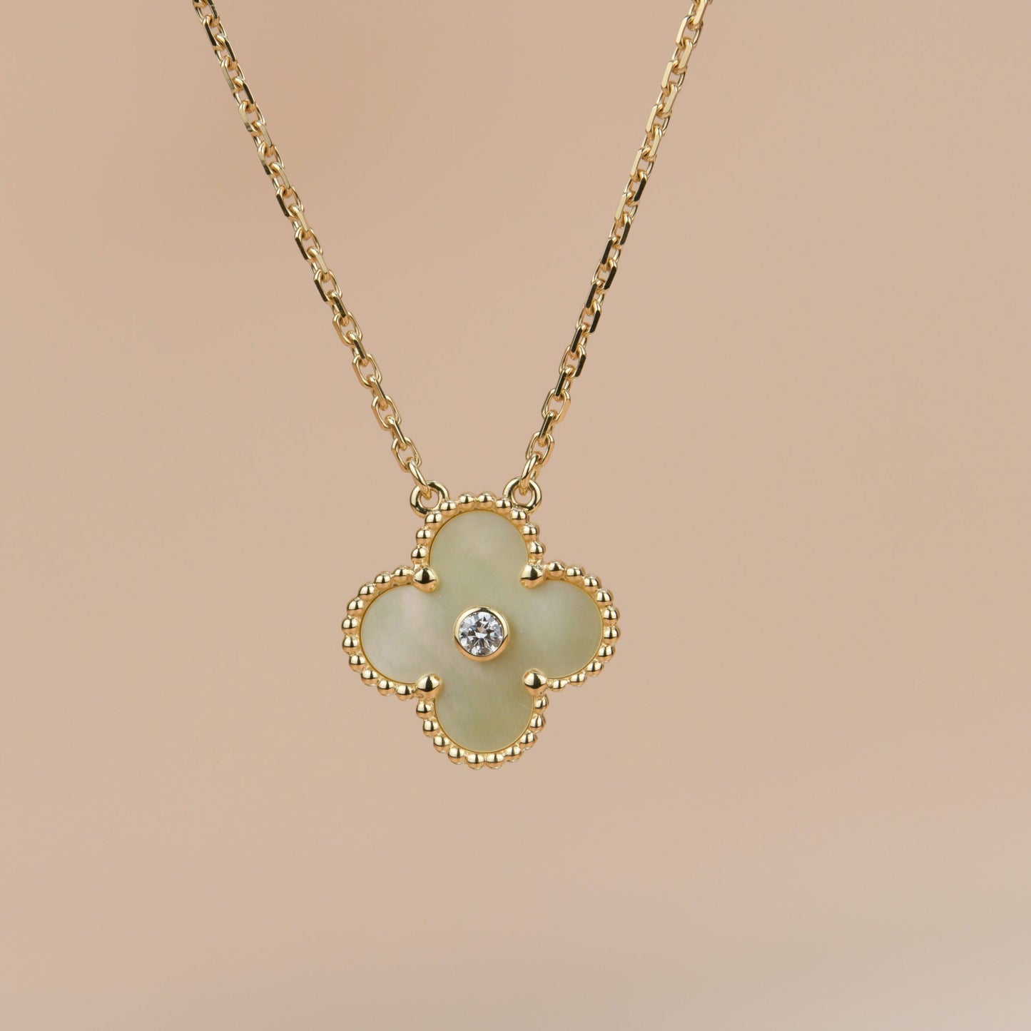 [✨ROSE✨]CLOVER 15MM DIAMOND GOLD MOTHER OF PEARL NECKLACE