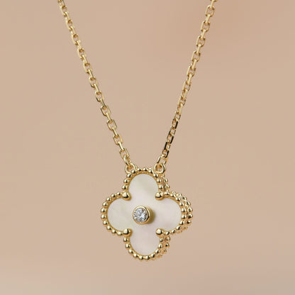 [✨ROSE✨]CLOVER 15MM DIAMOND GOLD MOTHER OF PEARL NECKLACE