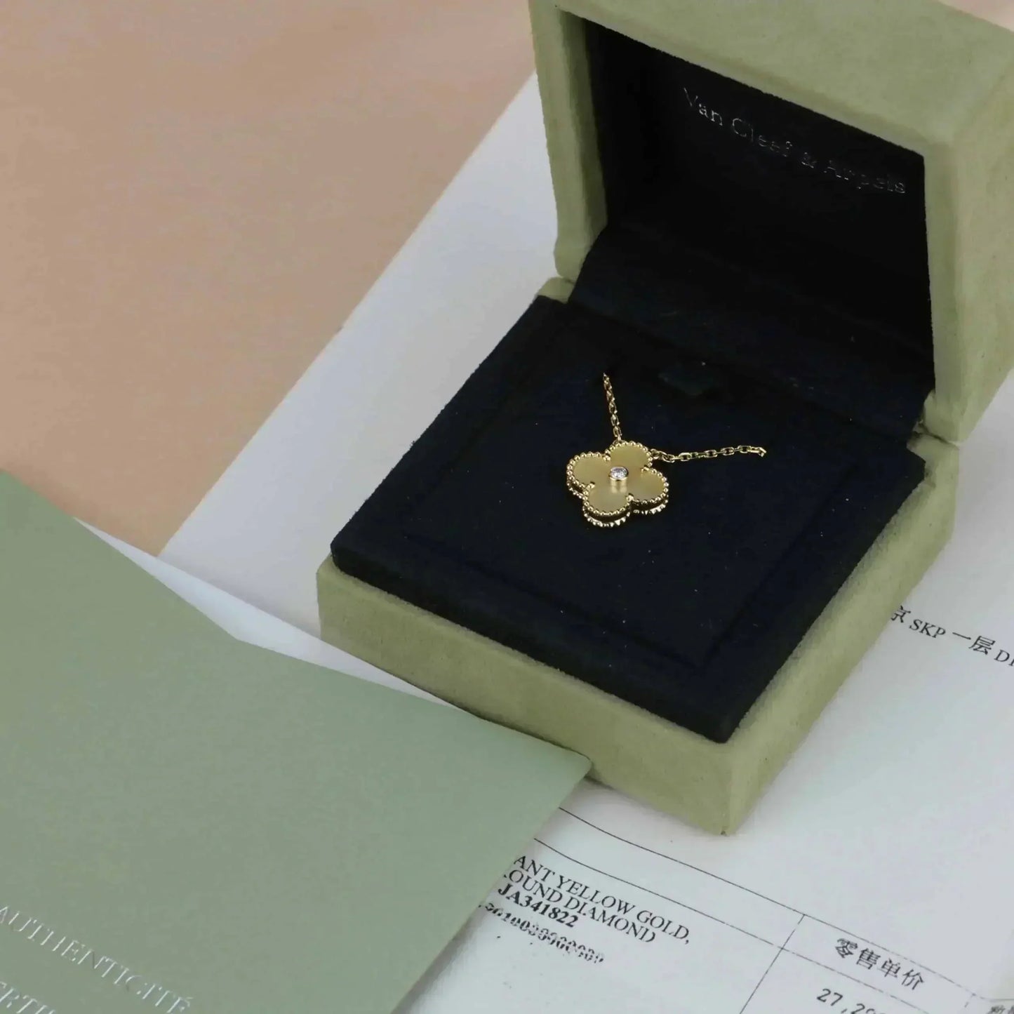 [✨ROSE✨]CLOVER 15MM DIAMOND GOLD MOTHER OF PEARL NECKLACE