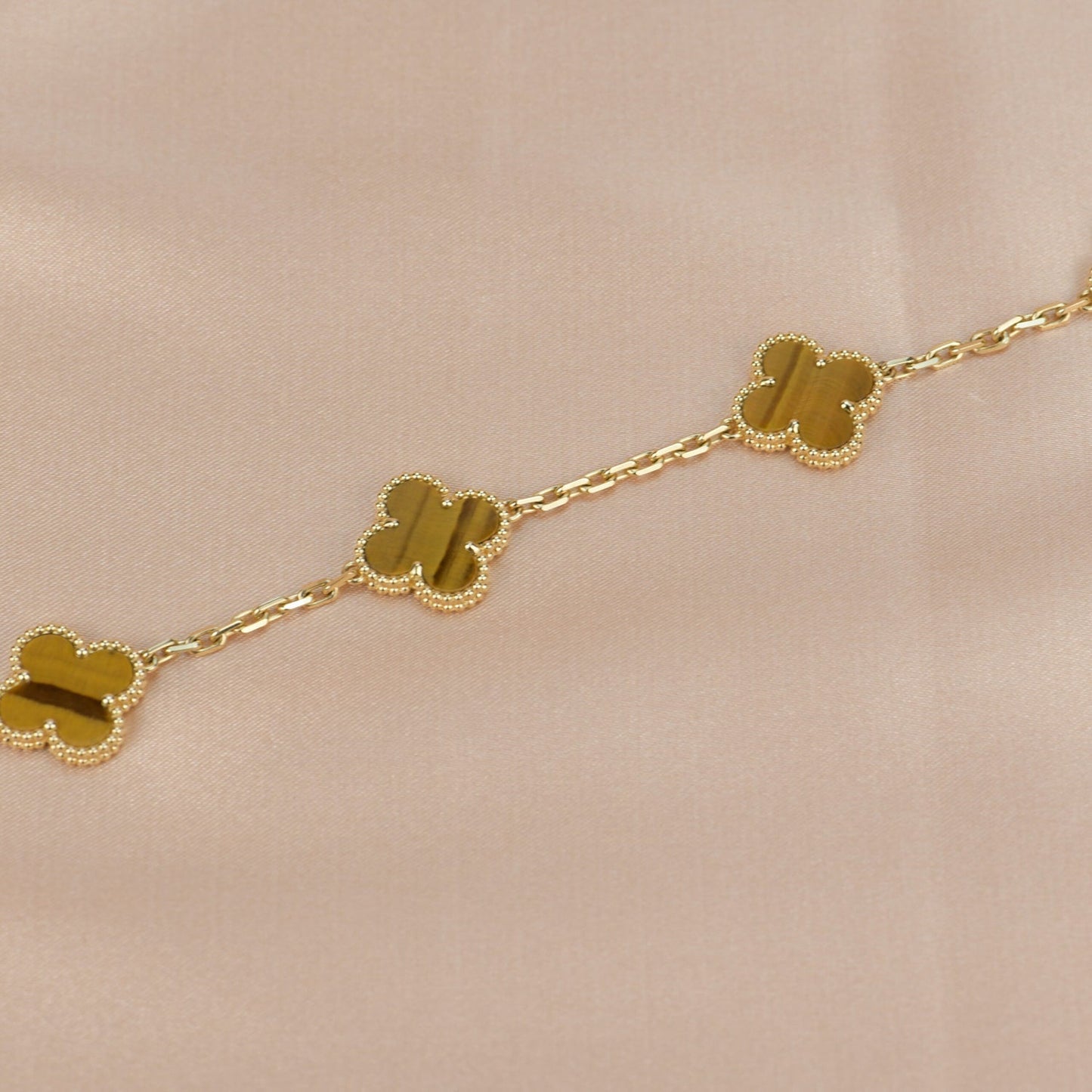 [✨ROSE✨]CLOVER  5 MOTIFS TIGER EYE BRACELET