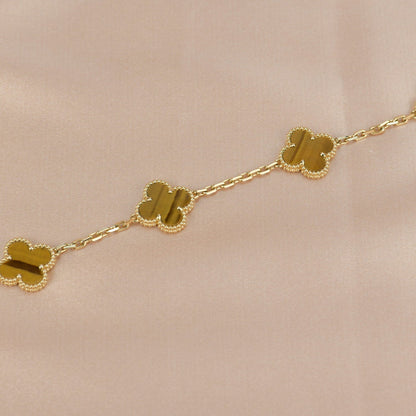[✨ROSE✨]CLOVER  5 MOTIFS TIGER EYE BRACELET