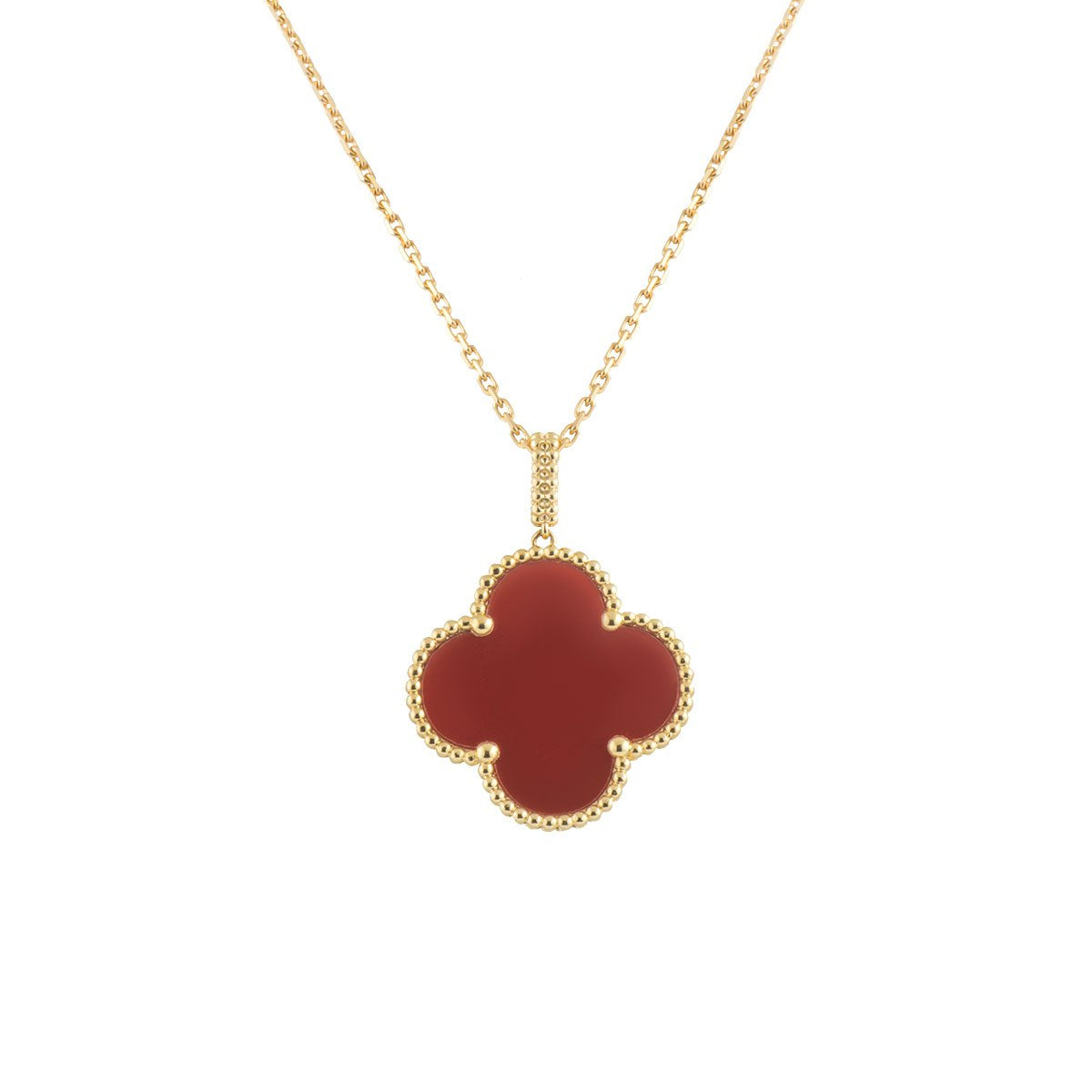[✨ROSE✨]CLOVER 25MM NECKLACE GOLD CARNELIAN